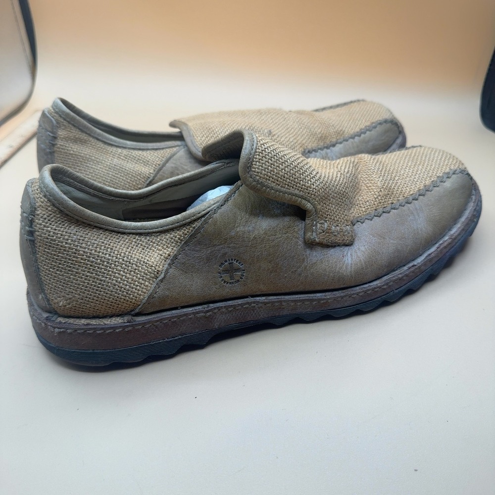 Doc Martens Slip-On Loafer Shoe Canvas Tan Men's Size 12 (rough condition)